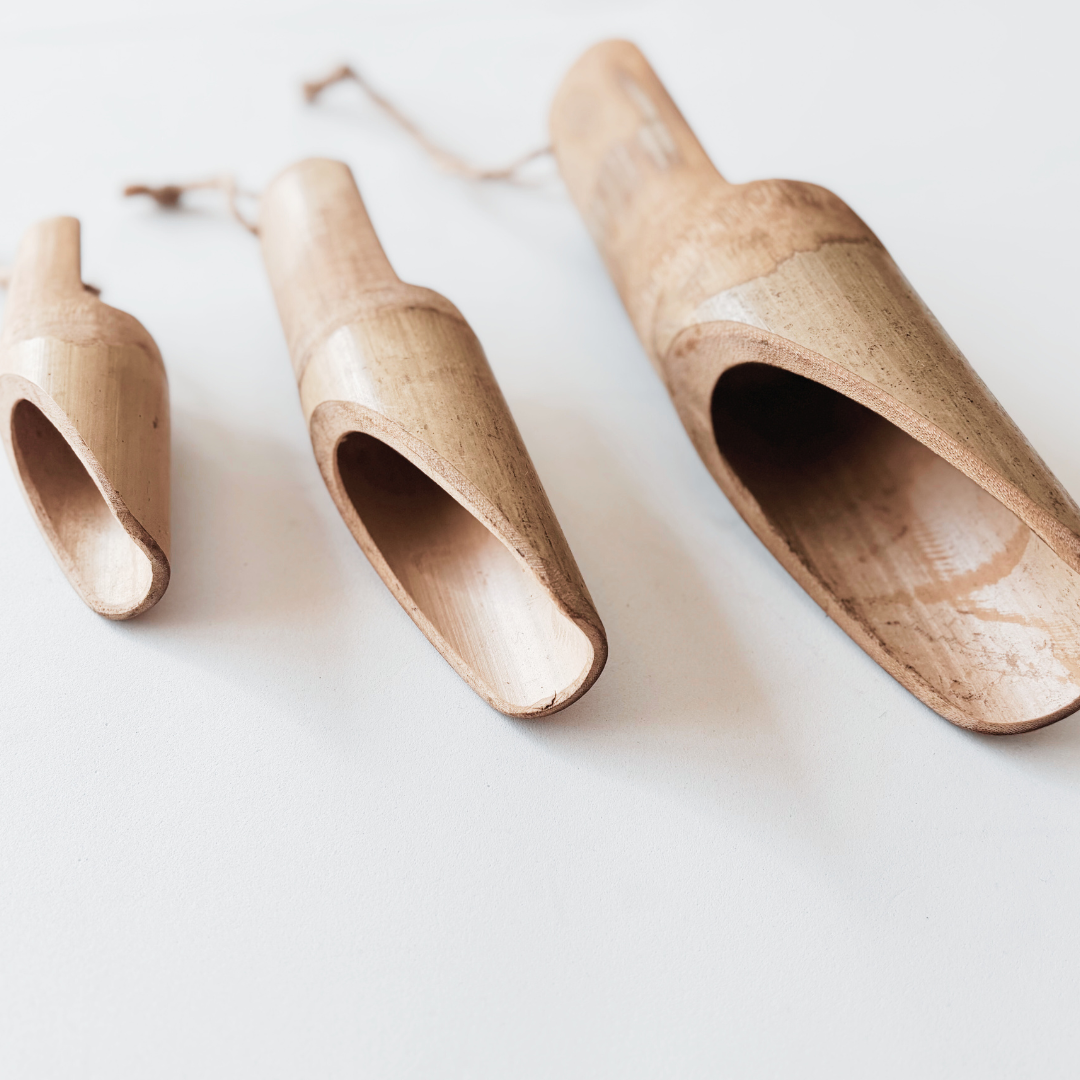Bamboo Scoop Set of 3 | Natural Tools for Sensory Play & Loose Parts | Ages 3+