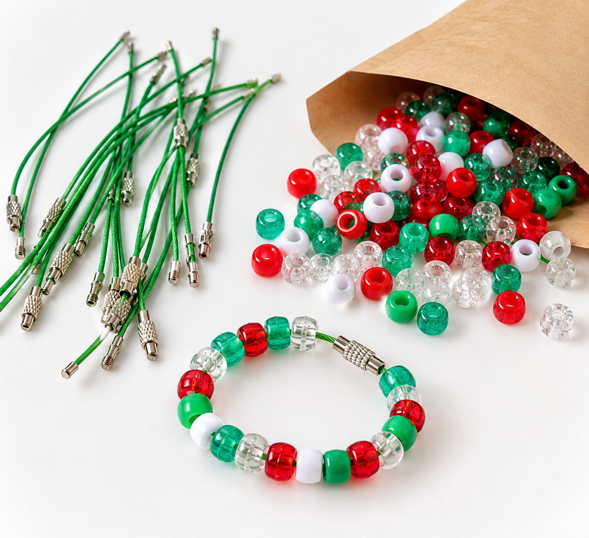 Christmas Bead Mix – 134g (Approx. 500 Beads) | Threading, Sorting & Festive Play
