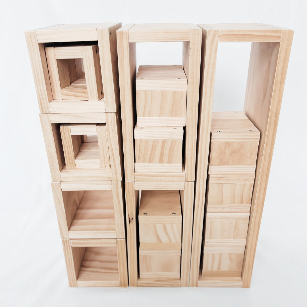 Handmade Wooden Block Set – Large Natural Building Blocks for Open-Ended Play (22 Pieces) | Made by Freeplay