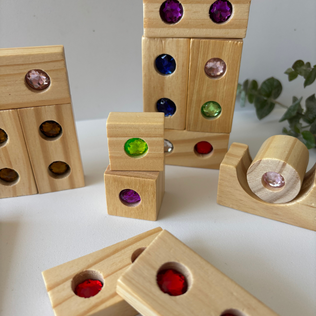 Wooden Gem Block Sets | Open-Ended Play | Light, Colour & Imagination | Ages 3+