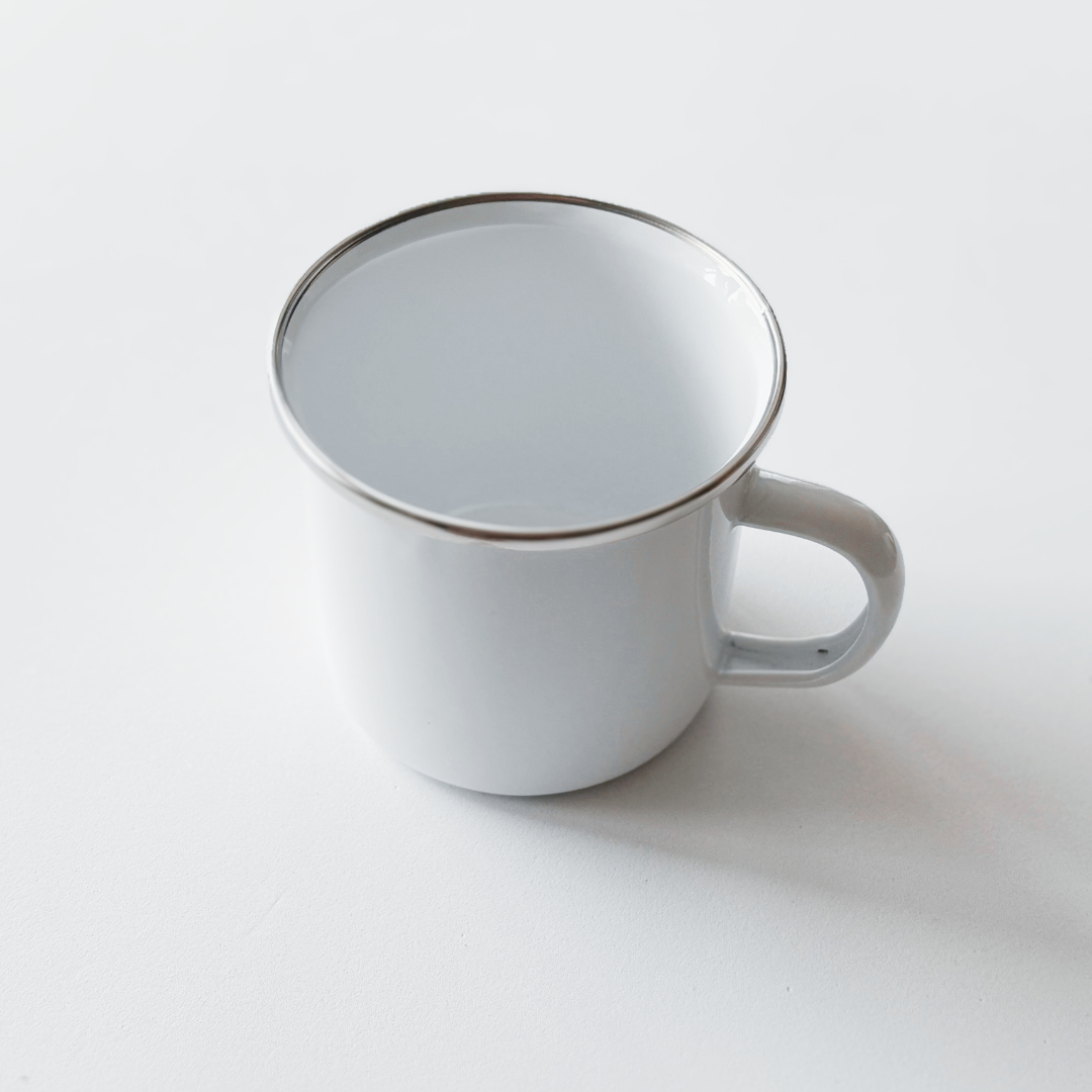 White Enamel Camping Cup | Mud Kitchen & Sandpit Play | Imaginative Role Play