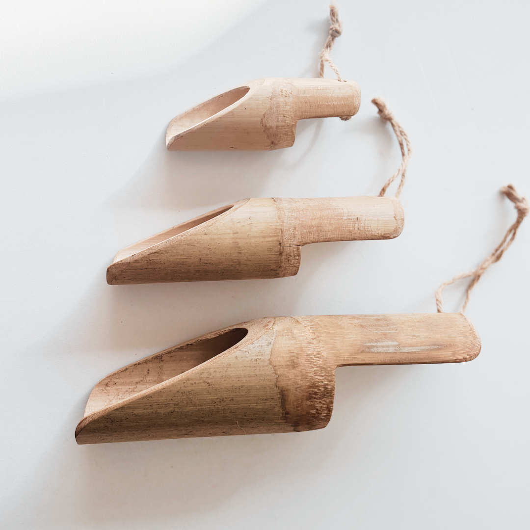 Bamboo Scoop Set of 3 | Natural Tools for Sensory Play & Loose Parts | Ages 3+