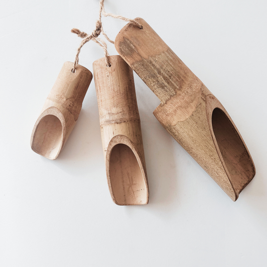 Bamboo Scoop Set of 3 | Natural Tools for Sensory Play & Loose Parts | Ages 3+