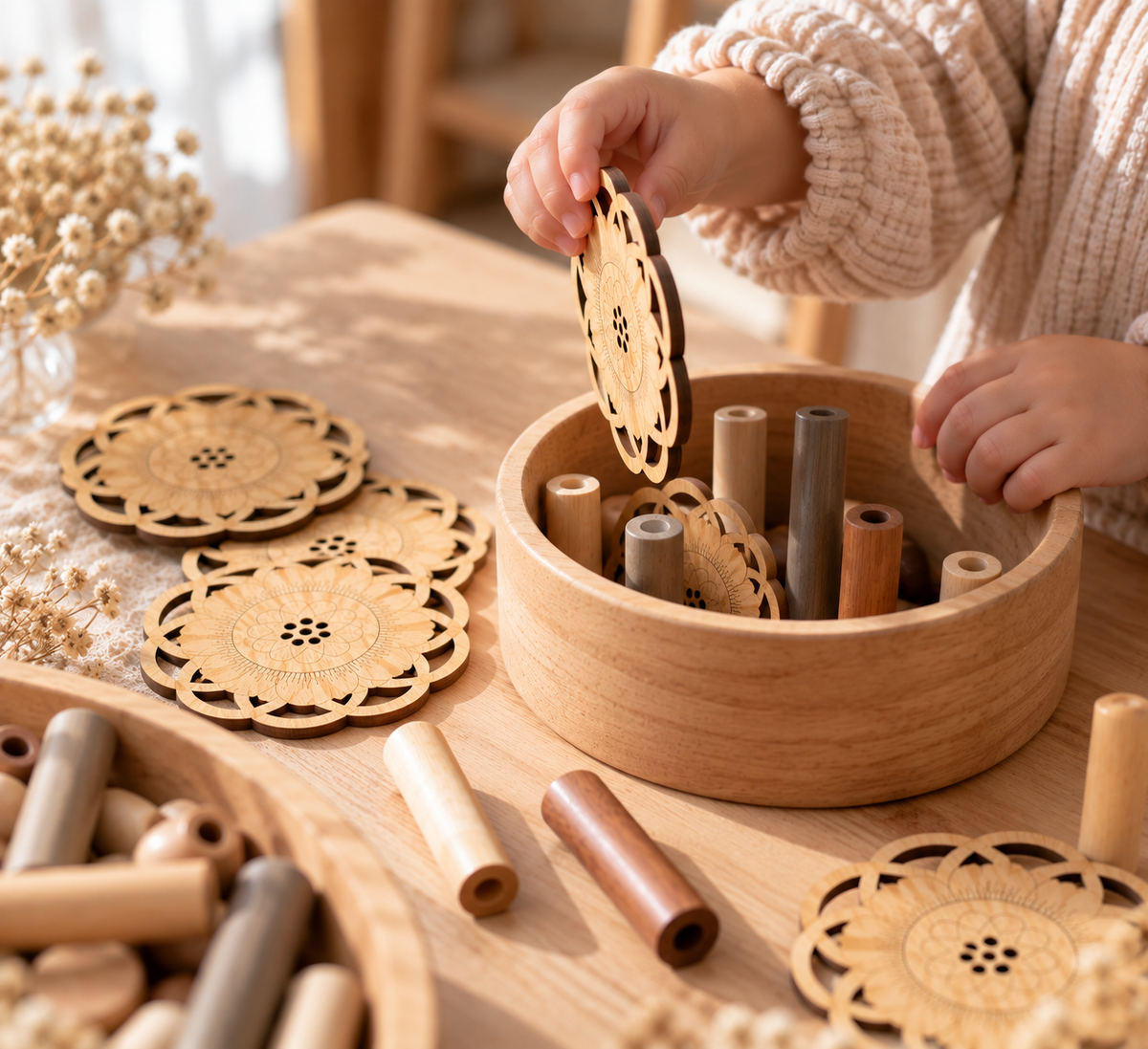 6 Natural Loose Parts | Open-Ended Play Resource | Sensory & Sorting Play