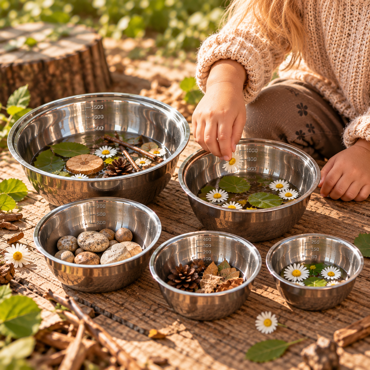 Stainless Steel Nesting Bowls | Sensory Play Essential | Heuristic Learning Tool | Ages 2+