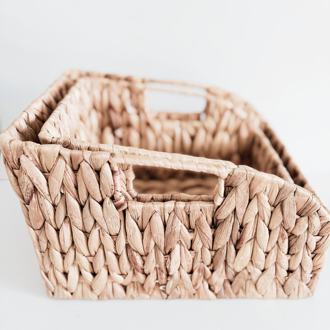 Woven Natural Storage Basket | For Loose Parts, Play Corners & Beautiful Organisation | Set of 2