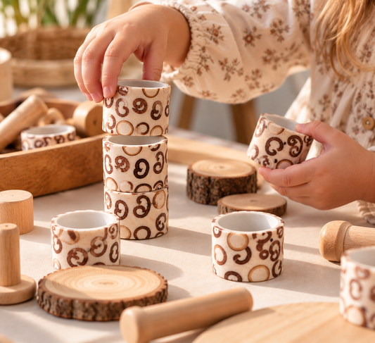 Ceramic Swirl Rings | Stacking, Rolling, Posting & Sensory Play (One-Off Piece)