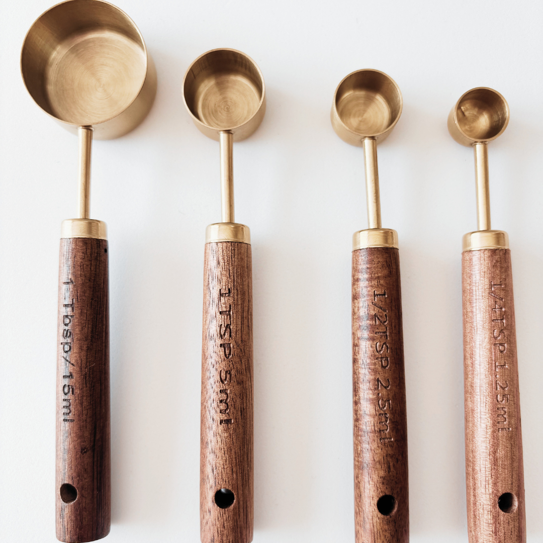 Gold Measuring Spoons |Pretend Play Essentials | Sensory & Baking Play Tools | Loose Parts Play