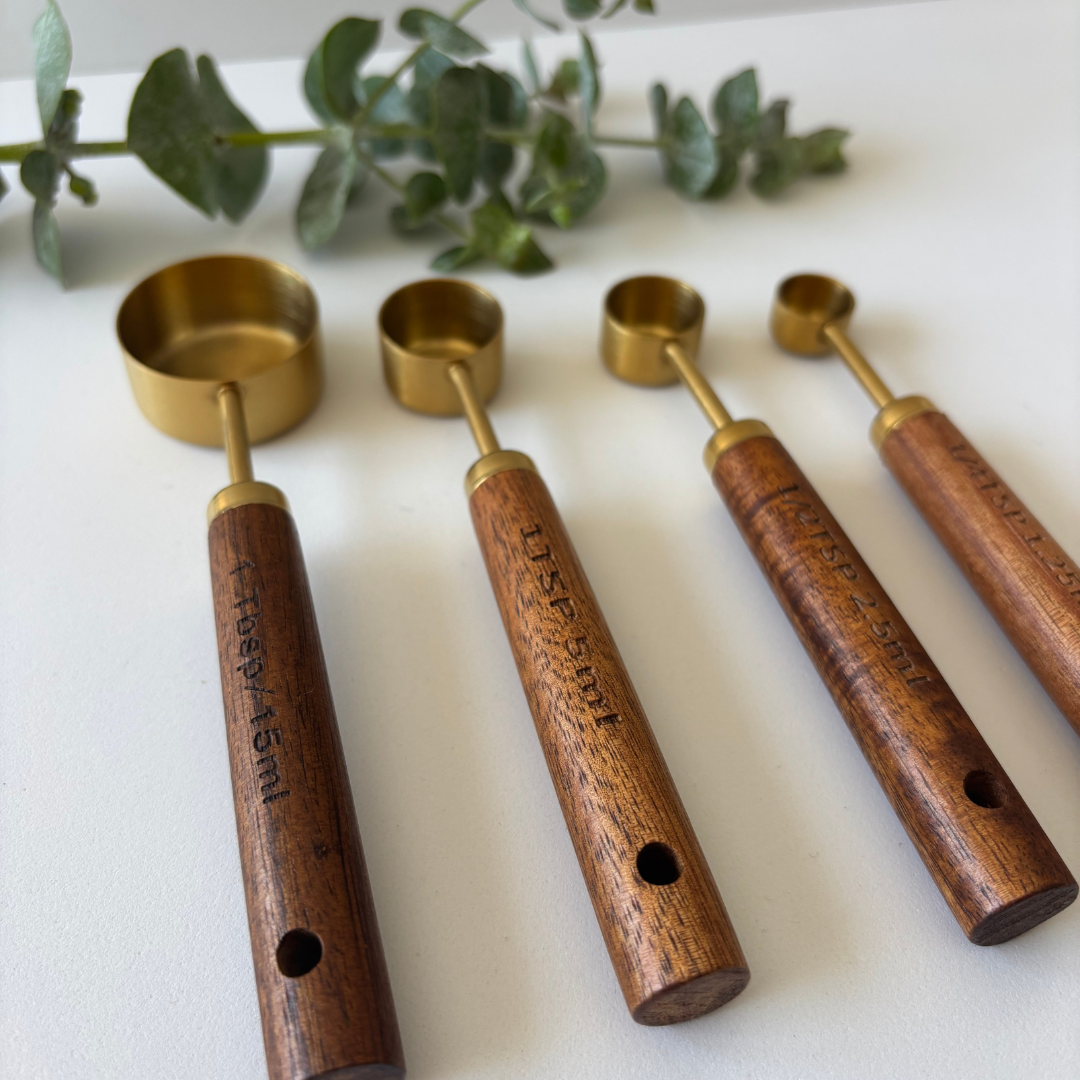 Gold Measuring Spoons |Pretend Play Essentials | Sensory & Baking Play Tools | Loose Parts Play