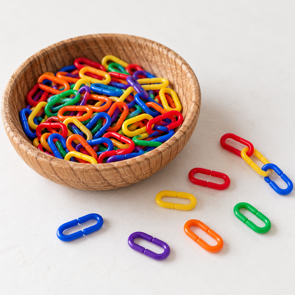 Coloured Plastic Links – 300 Pieces | Loose Parts for Open-Ended Play