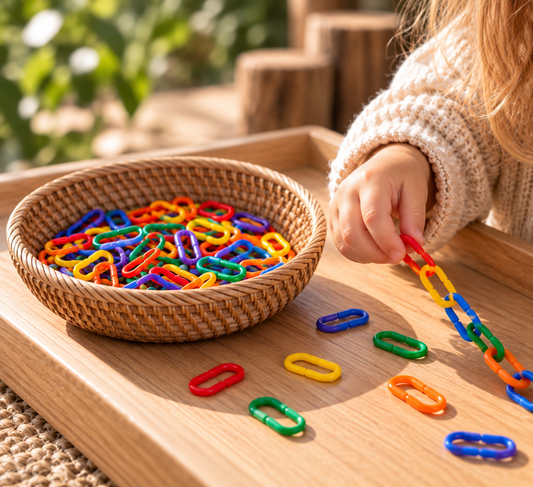 Coloured Plastic Links – 300 Pieces | Loose Parts for Open-Ended Play