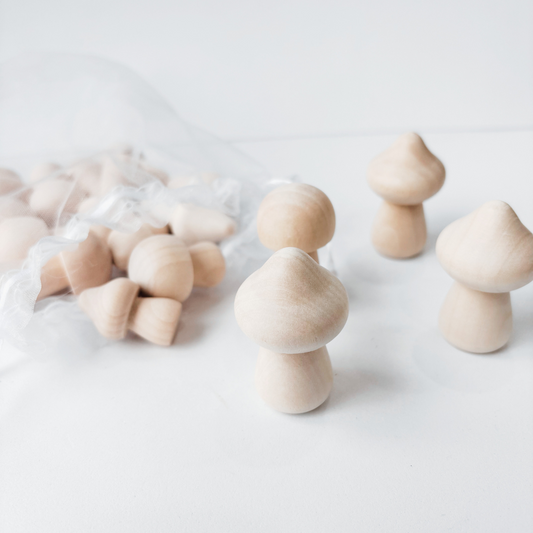 Wooden Loose Parts Mushrooms – 18 Pieces | Open-Ended Play & Small World Storytelling