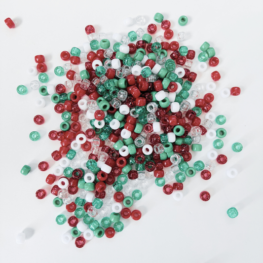 Christmas Bead Mix – 134g (Approx. 500 Beads) | Threading, Sorting & Festive Play