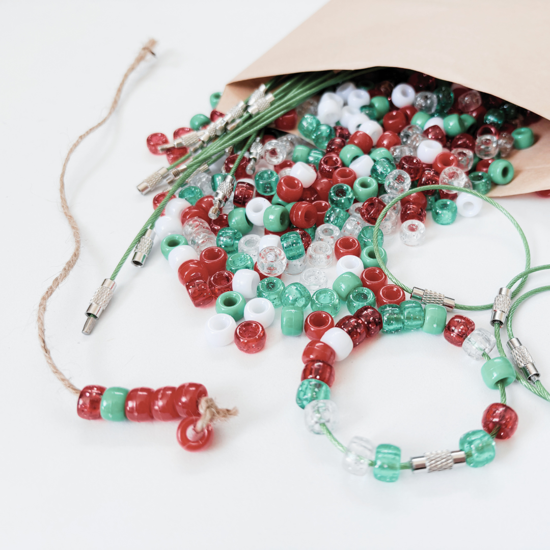 Christmas Bead Mix – 134g (Approx. 500 Beads) | Threading, Sorting & Festive Play