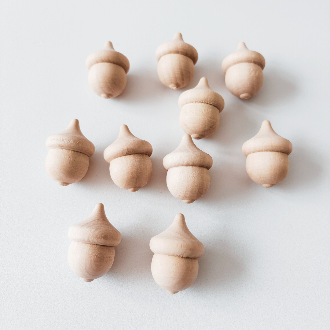 Wooden Loose Part Acorns – Set of 10 for Natural