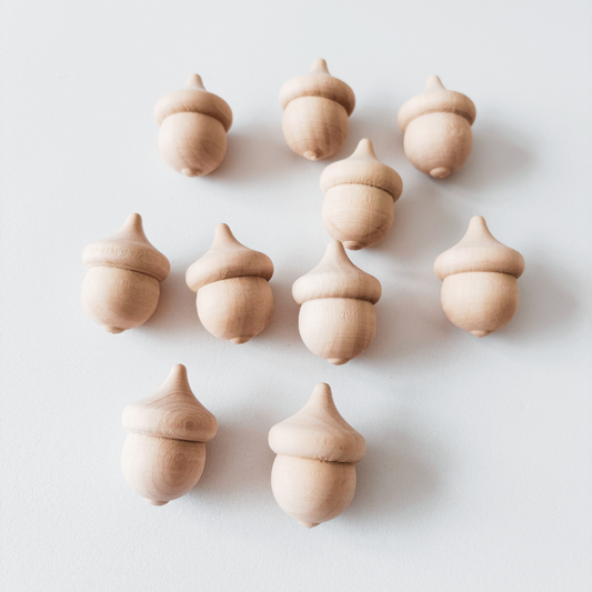 Wooden Loose Part Acorns – Set of 10 for Natural