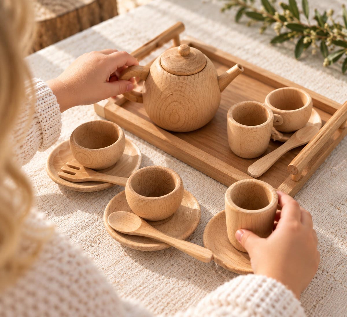 Wooden Tea Set | Imaginative Role Play | Families Urge | Social & Emotional Learning | Ages 2+