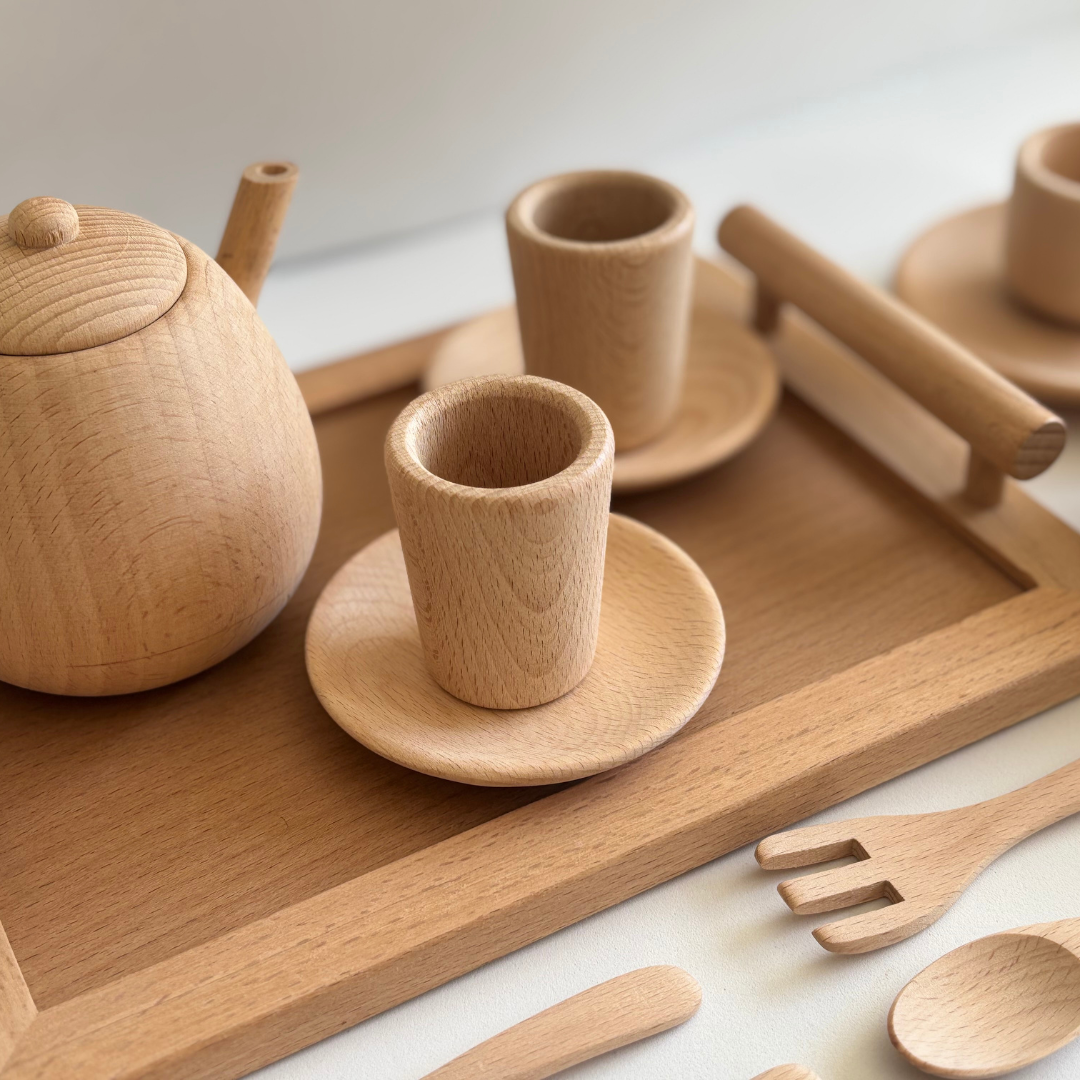 Wooden Tea Set | Imaginative Role Play | Families Urge | Social & Emotional Learning | Ages 2+