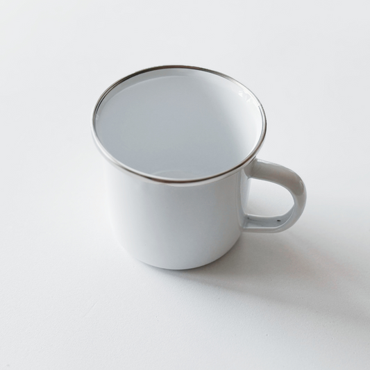 White Enamel Camping Cup | Mud Kitchen & Sandpit Play | Imaginative Role Play